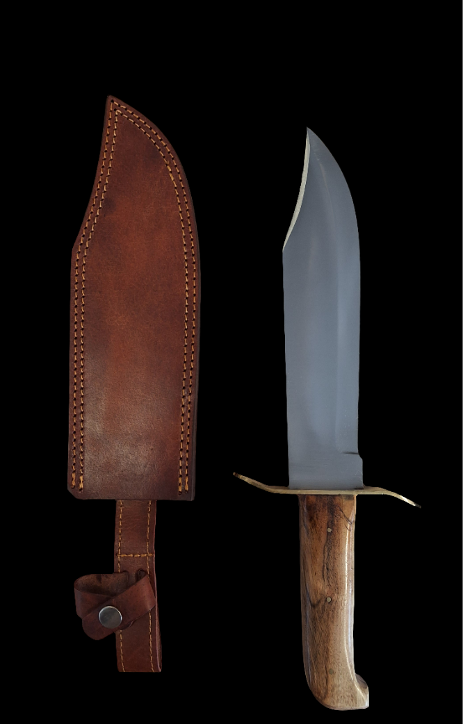 Bowie Knife Wooden Handle Gold Gaurde