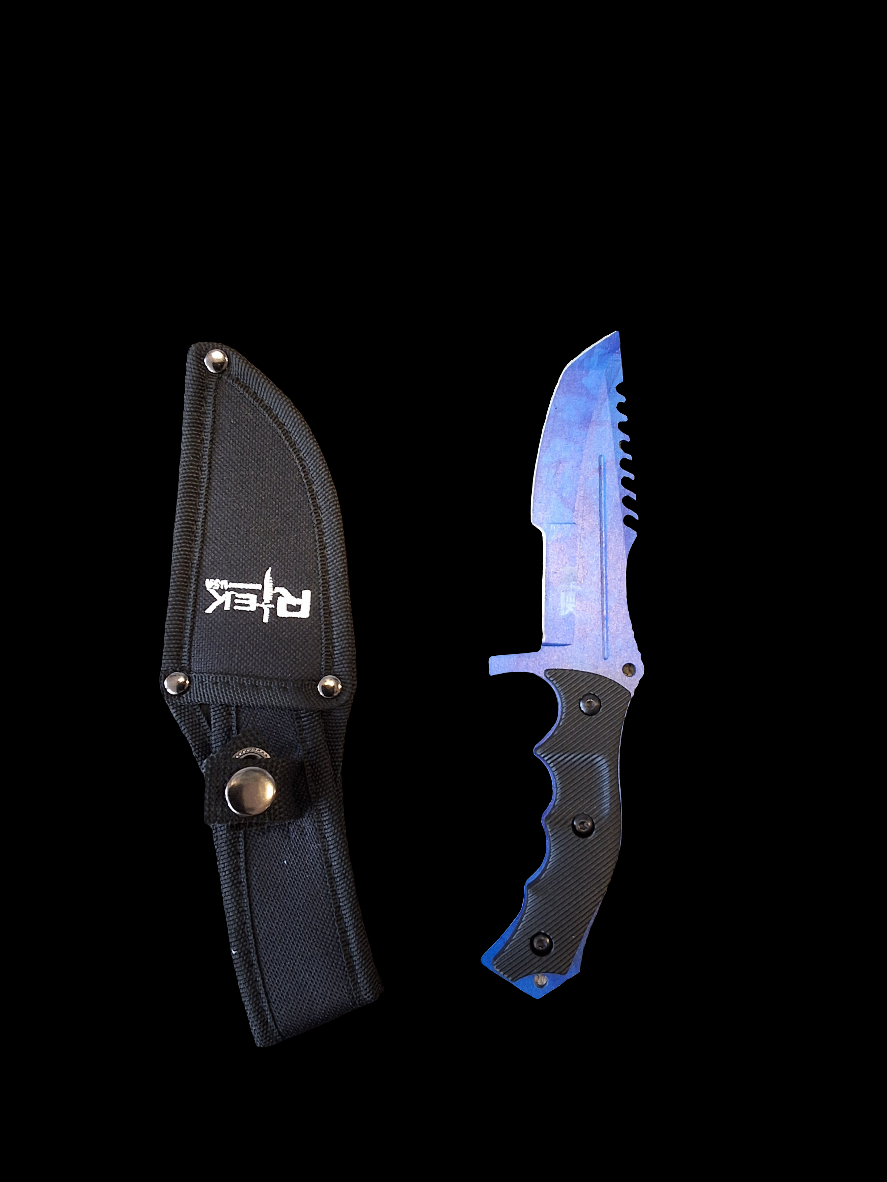 Blue Fixed Blade W/ Dip in Blade