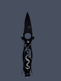 Silver Dragon on Blk Handle Knife