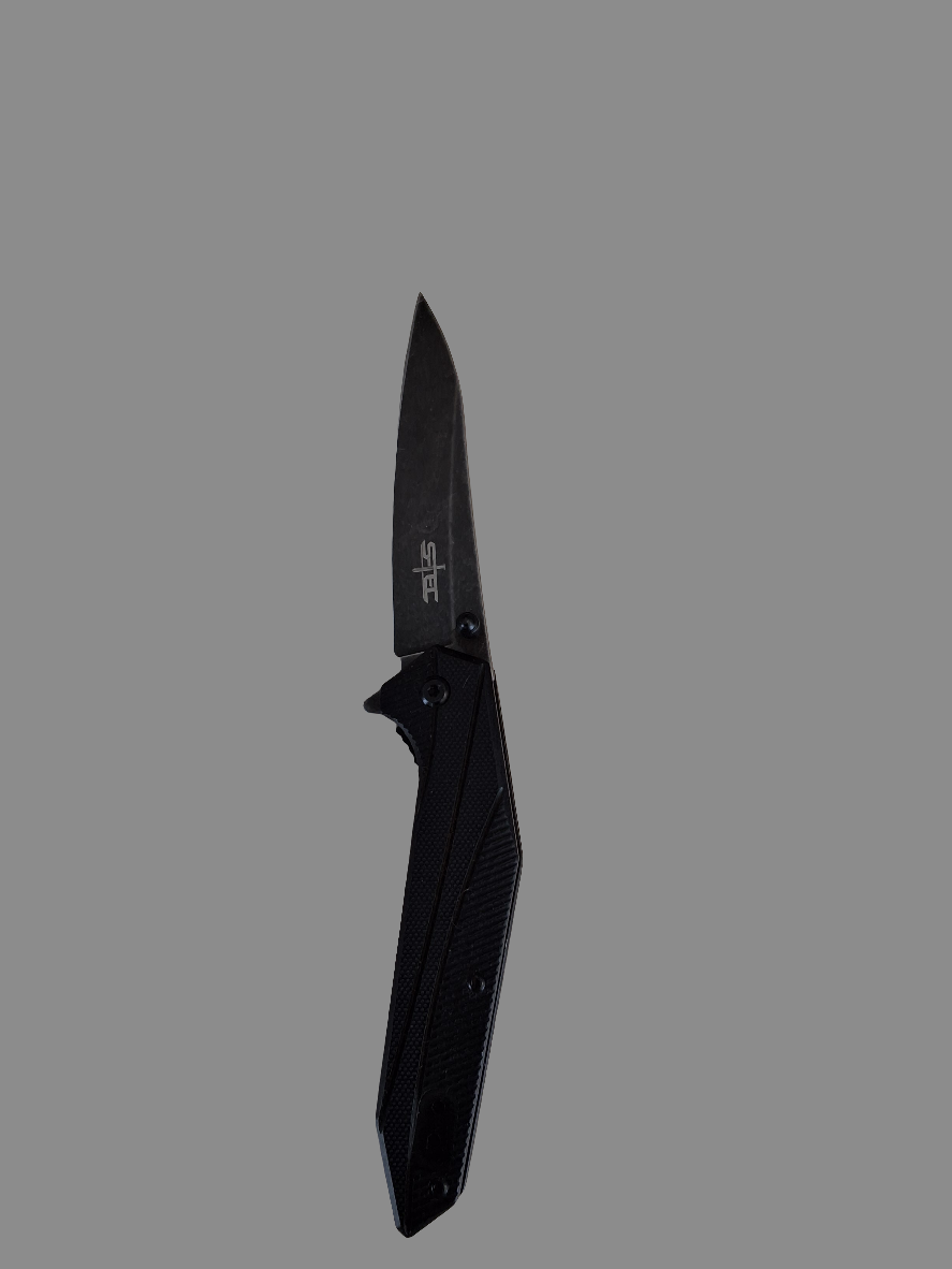 Stonewash Black Handle Knife