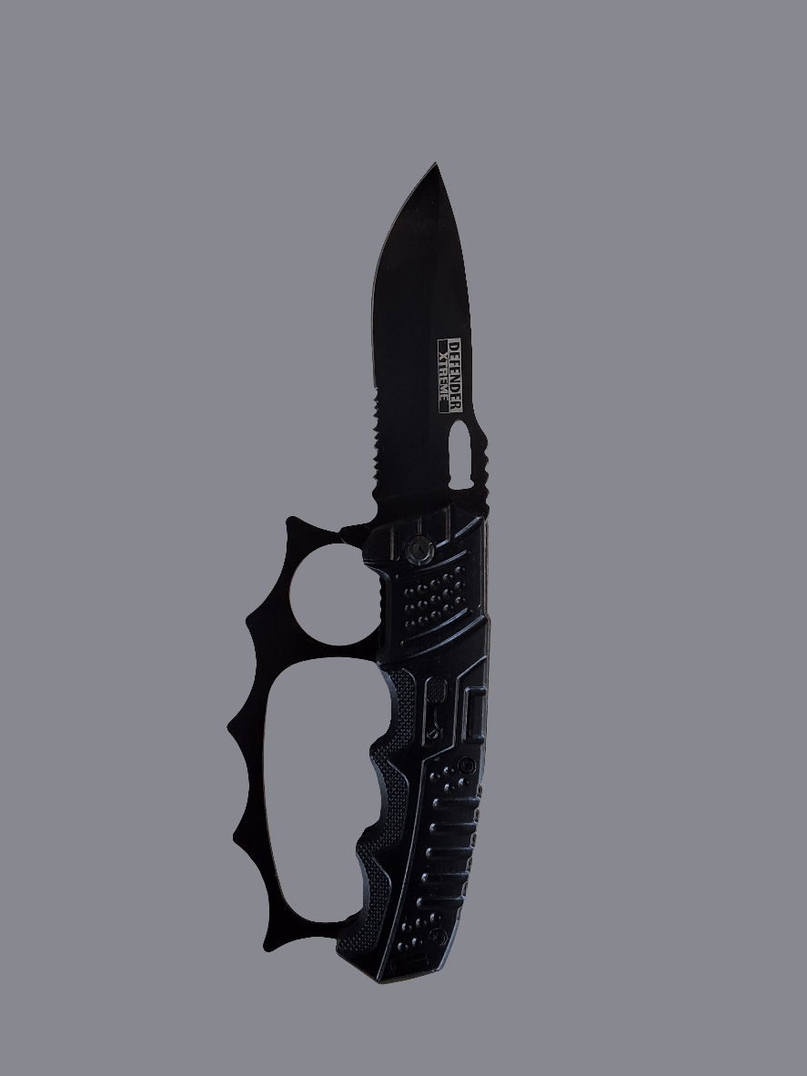 Blk Knife W Knuckle Gaurd