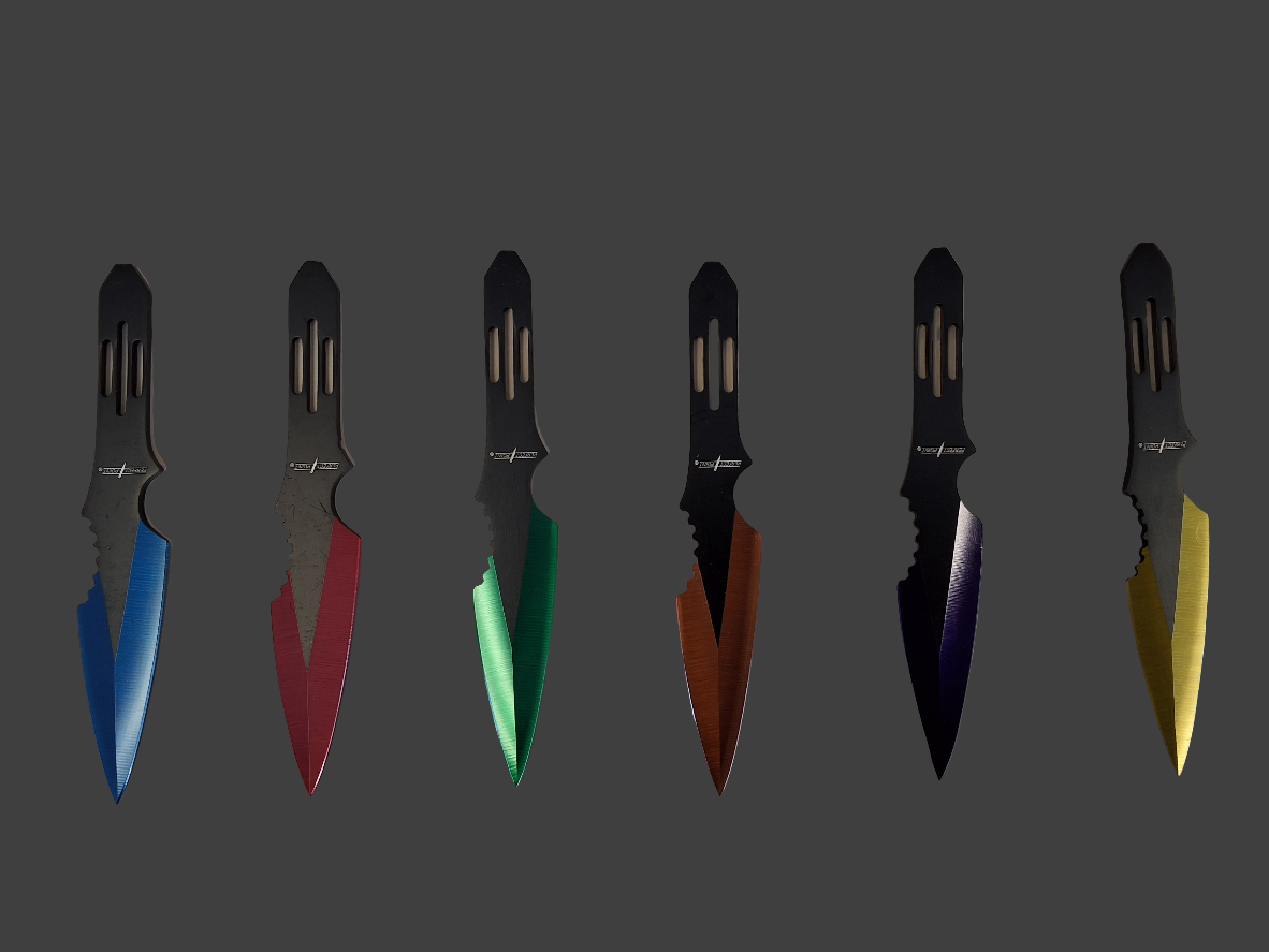 6 Multi Colored Throwing Knives