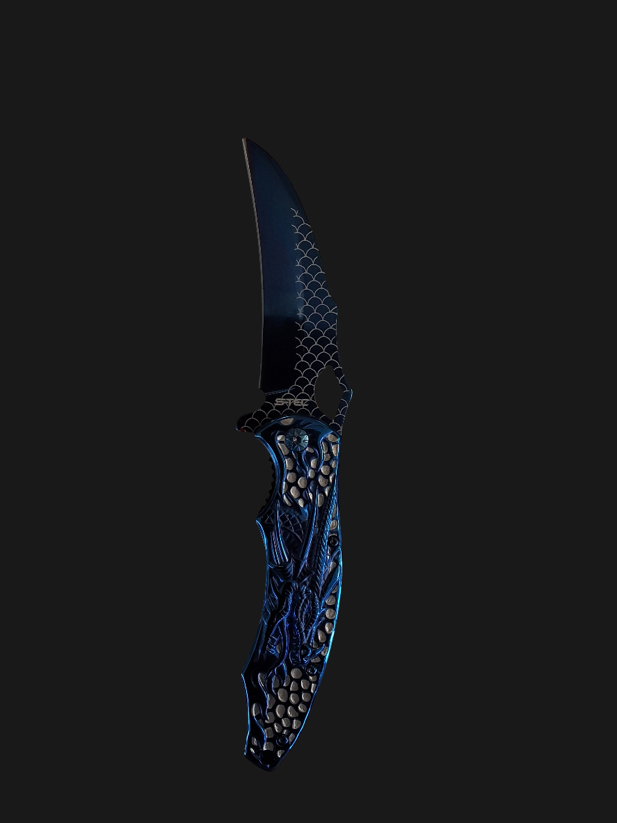 Blue Dragon Scale Knife Curved Blade