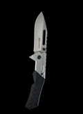 Blk & Silver Handle Spring Knife
