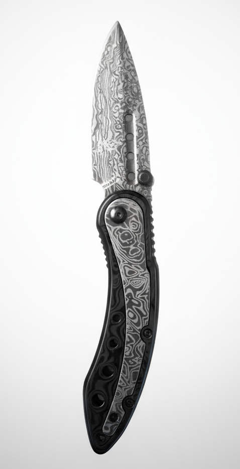Faux Damascus Pocket Knife #9453