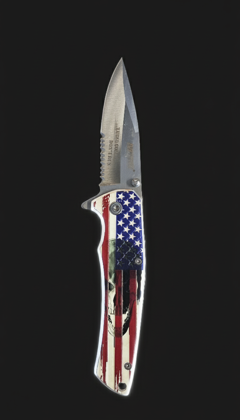 American Flag Skull Knife