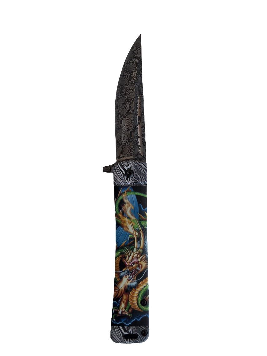 Green Dragon Faux Damascus Knife