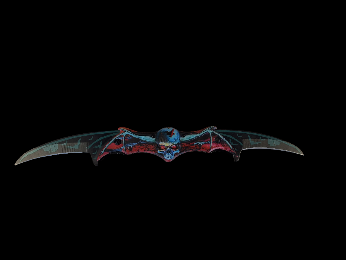 Blue Green Bat Double Knife