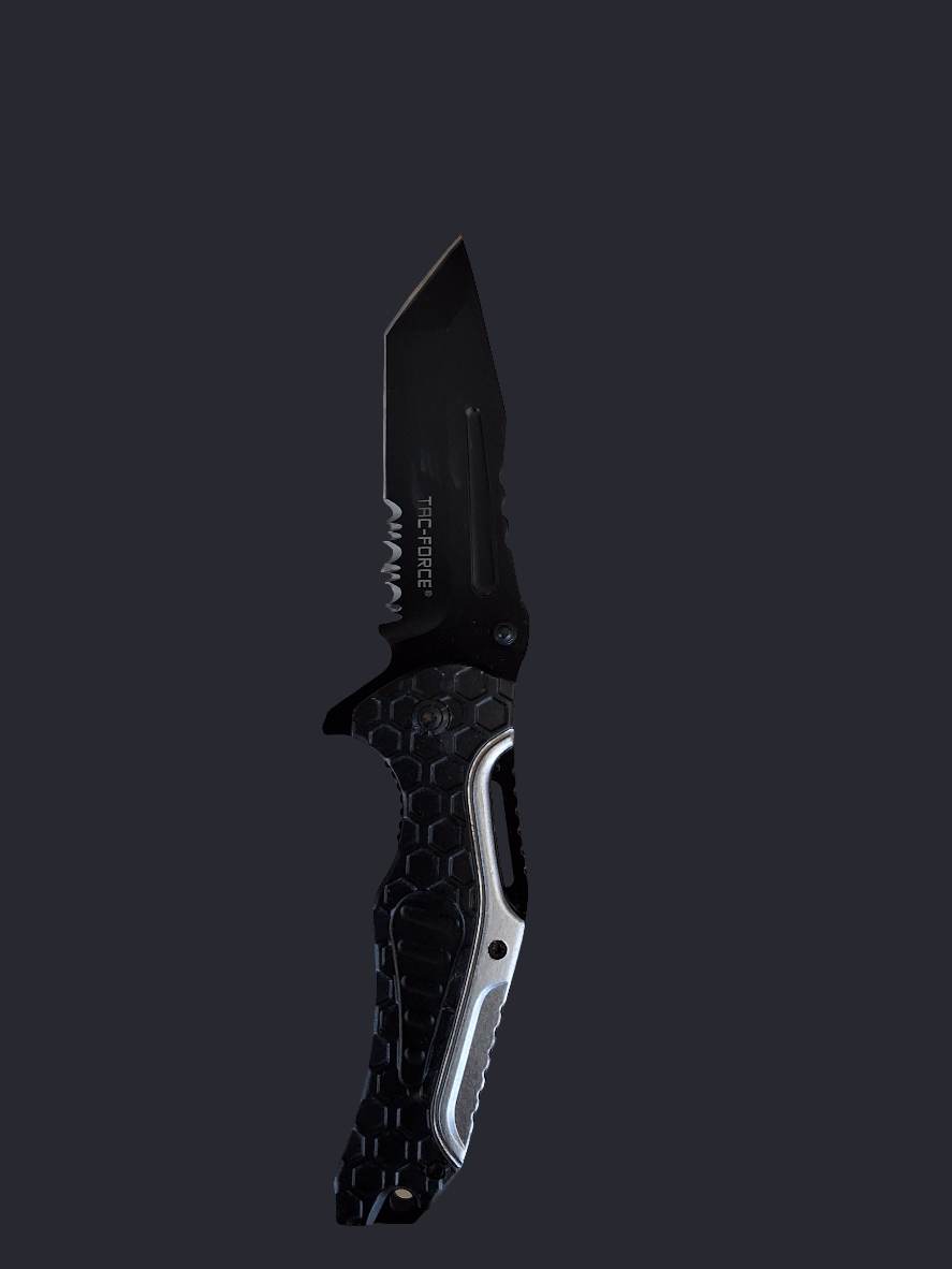 Black Folding Knife Slv Top Tanto Edge