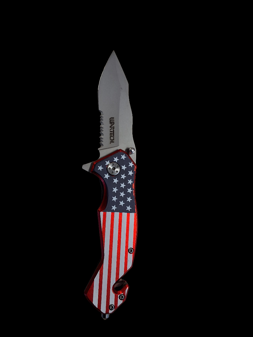 American Flag Serrated Edge Blade