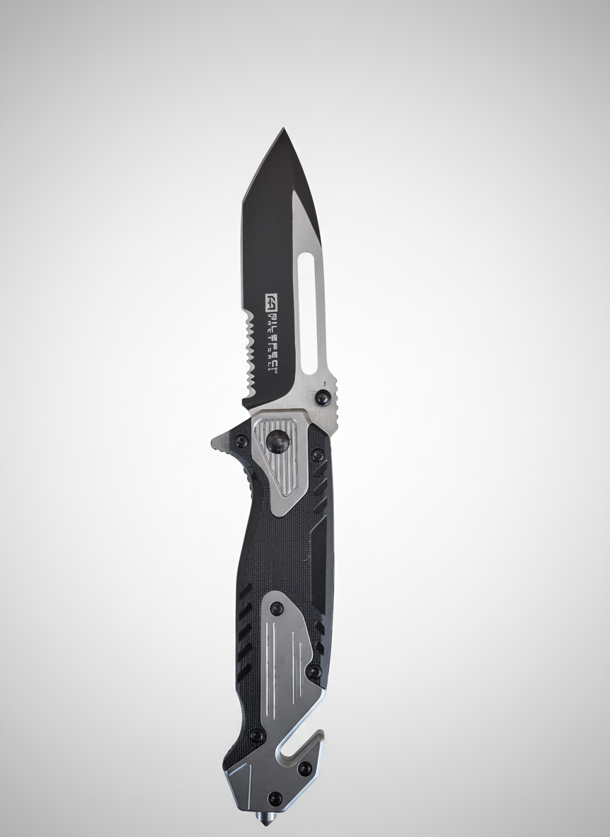 Grey Black safety milspec knife