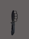 Blk Knife W Knuckle Gaurd Stonewash