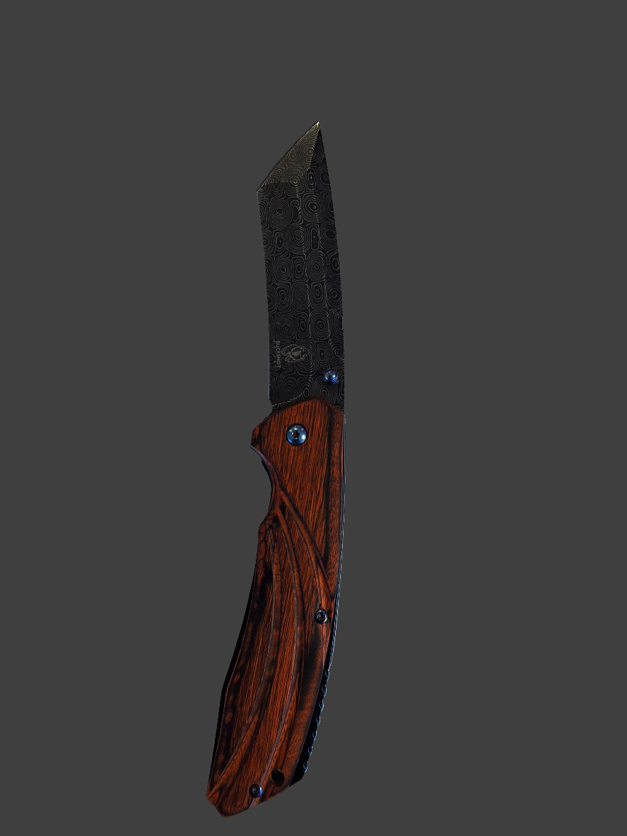 Tanto Cleaver Wooden Handle Damascus