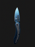 Curved Blue Faux Damascus Knife