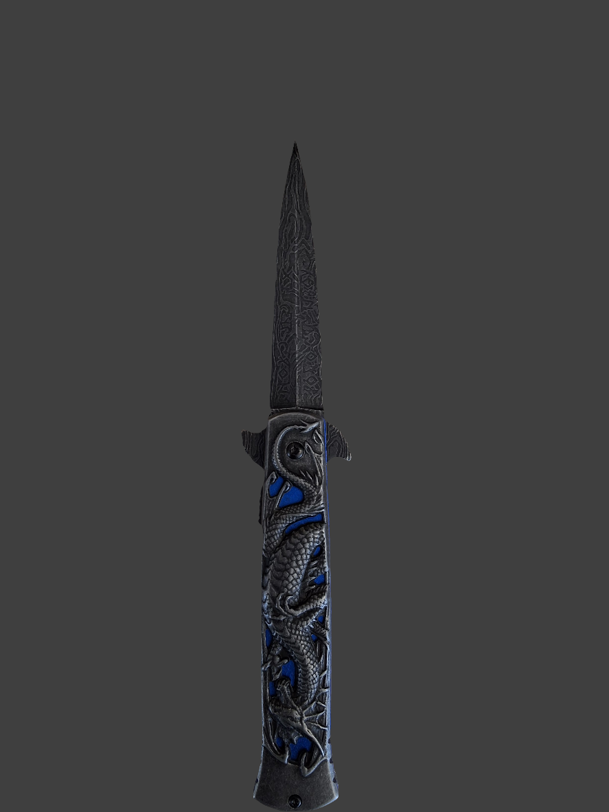 Dragon Pocket Knife (Blue Inlay)