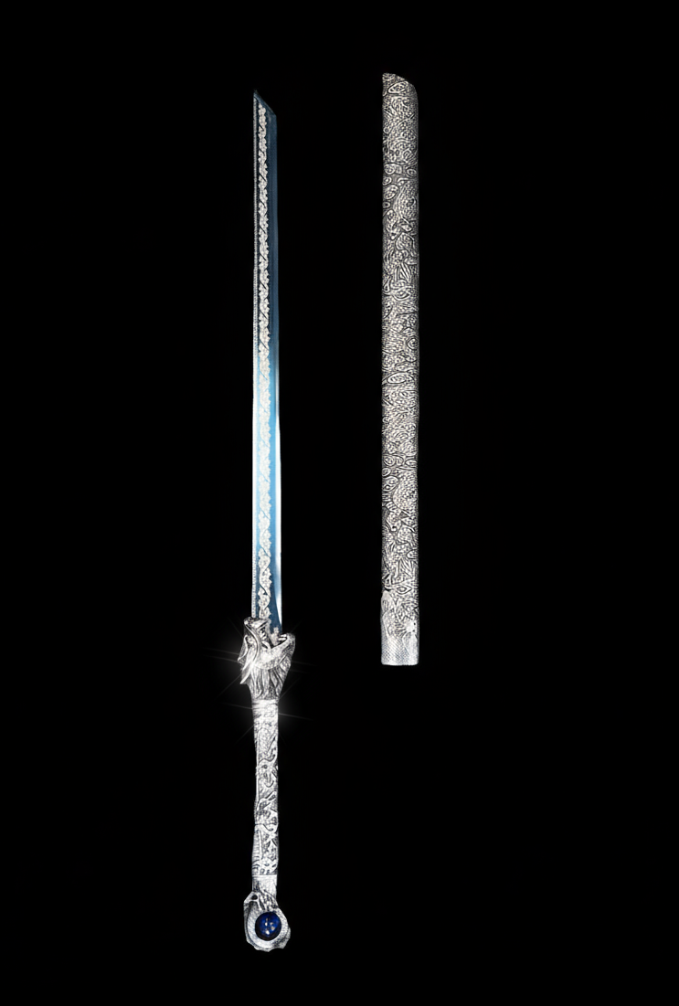 Silver Ornate Dragon straight sword