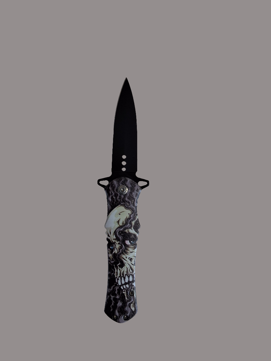Skull W Blue Eyes Purple Smoke Fold #9323