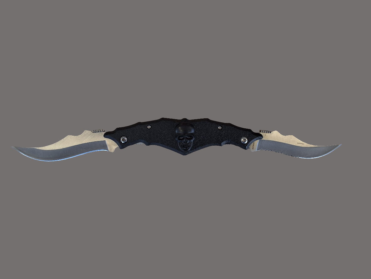 Double Bladed Blk Skull Knife