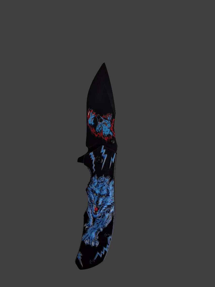 Blue Wolf Knife W Lightning #9322