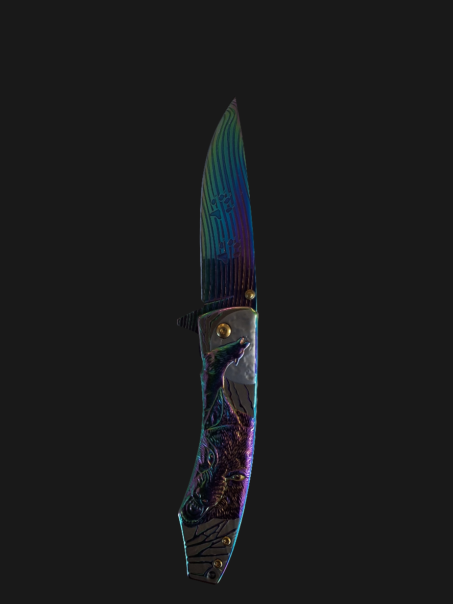 Rainbow Wolfs Head Knife