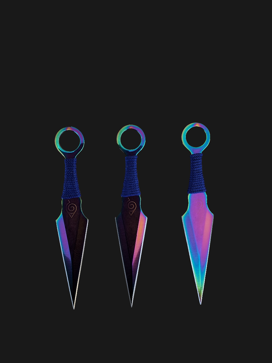 3 pc Rainbow Naruto Kunai Throwers