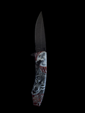 Grey Wolf on Red W Moon Knife
