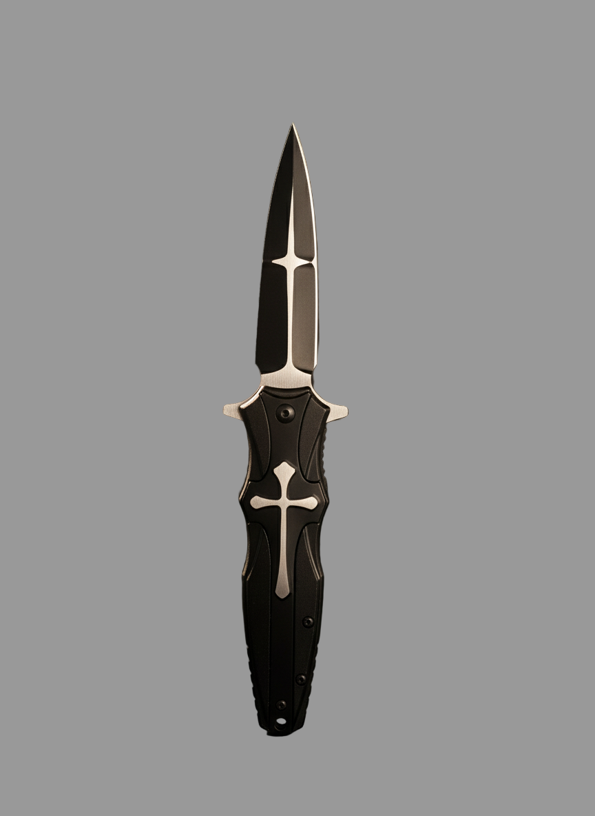 Black Cross Knife W Silver