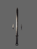 All blk Double Sided straight sword with kunai