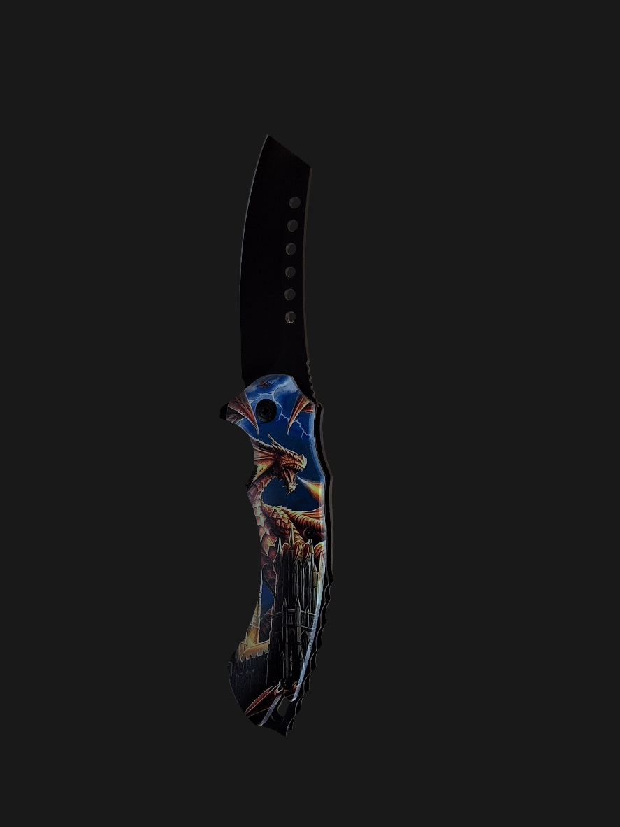 Dragon W Fire & Castle Pocket Knife