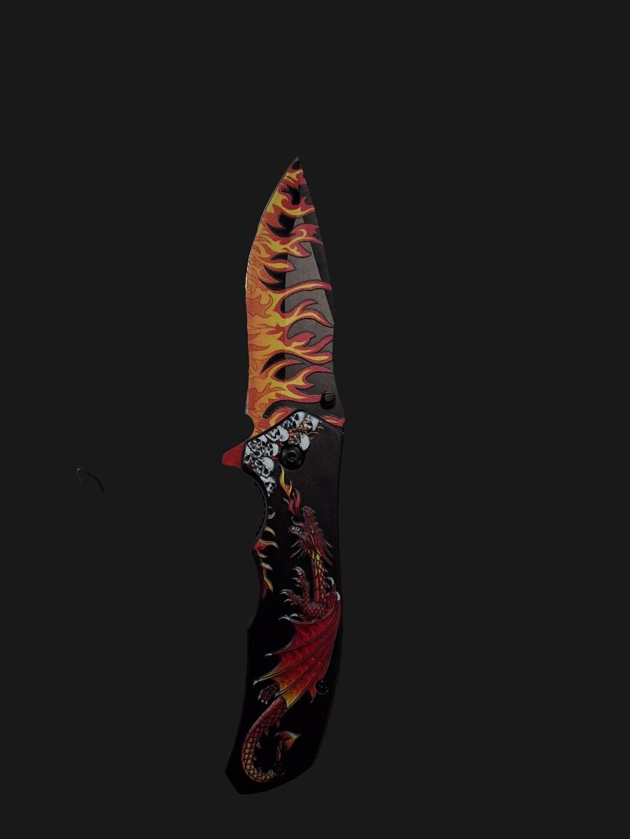 Red Dragon, Flames & Skulls Knife