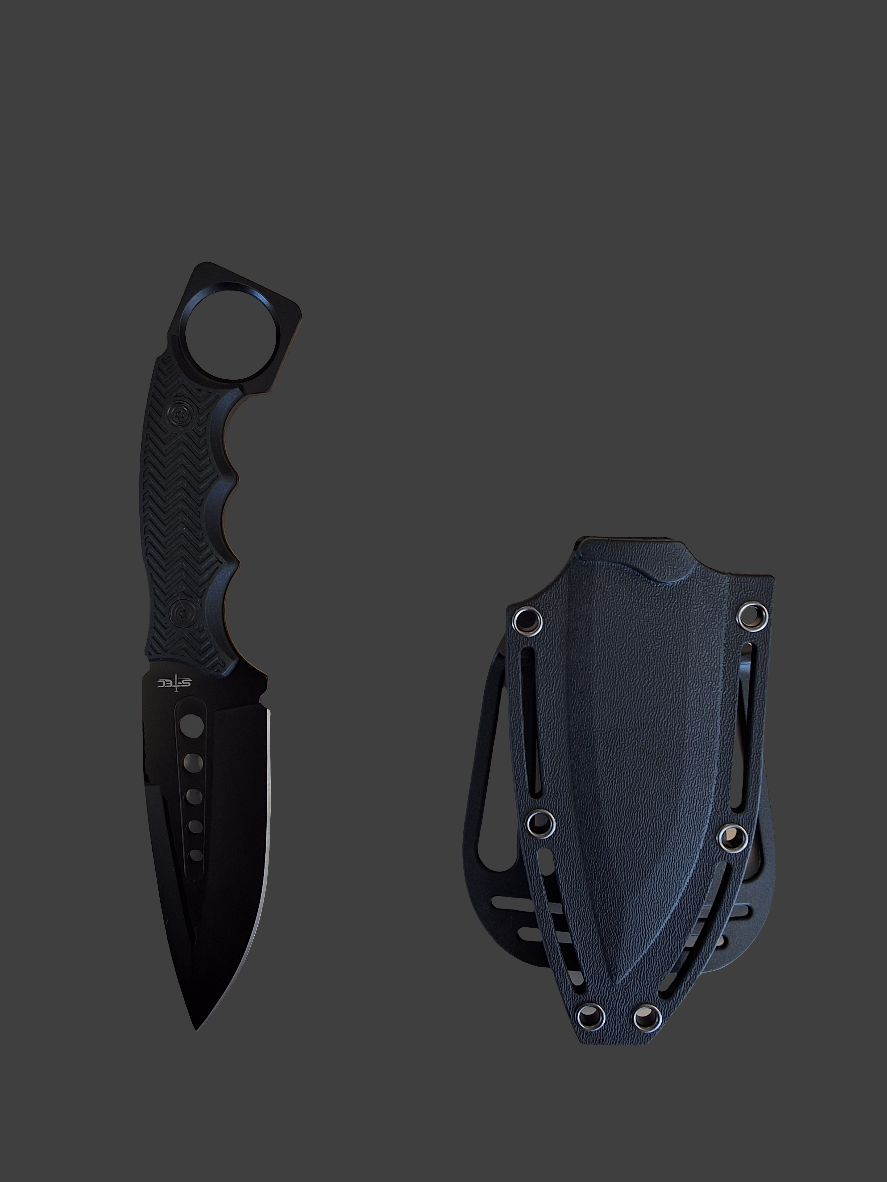 Black Fixed Knife W Ring