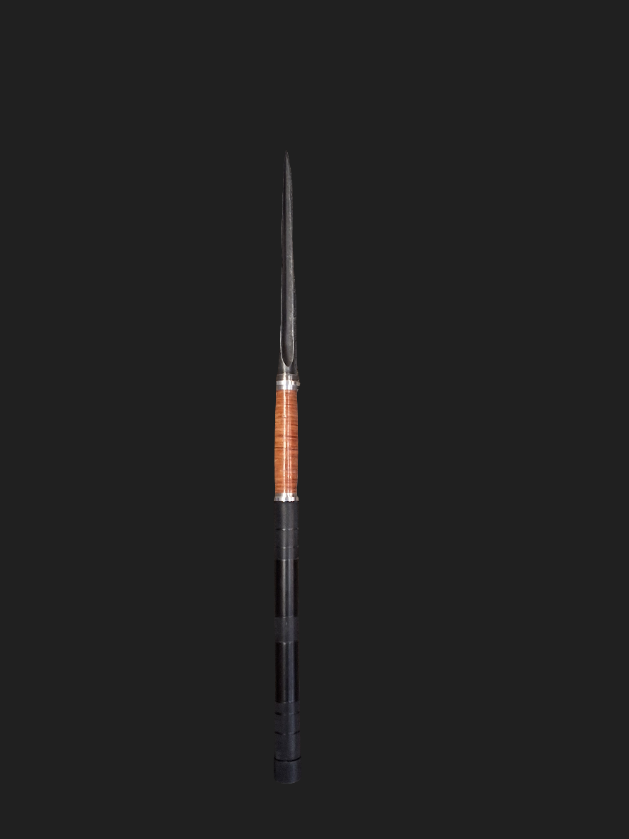Triangular Spear with Wooden Handle and Baton Feature