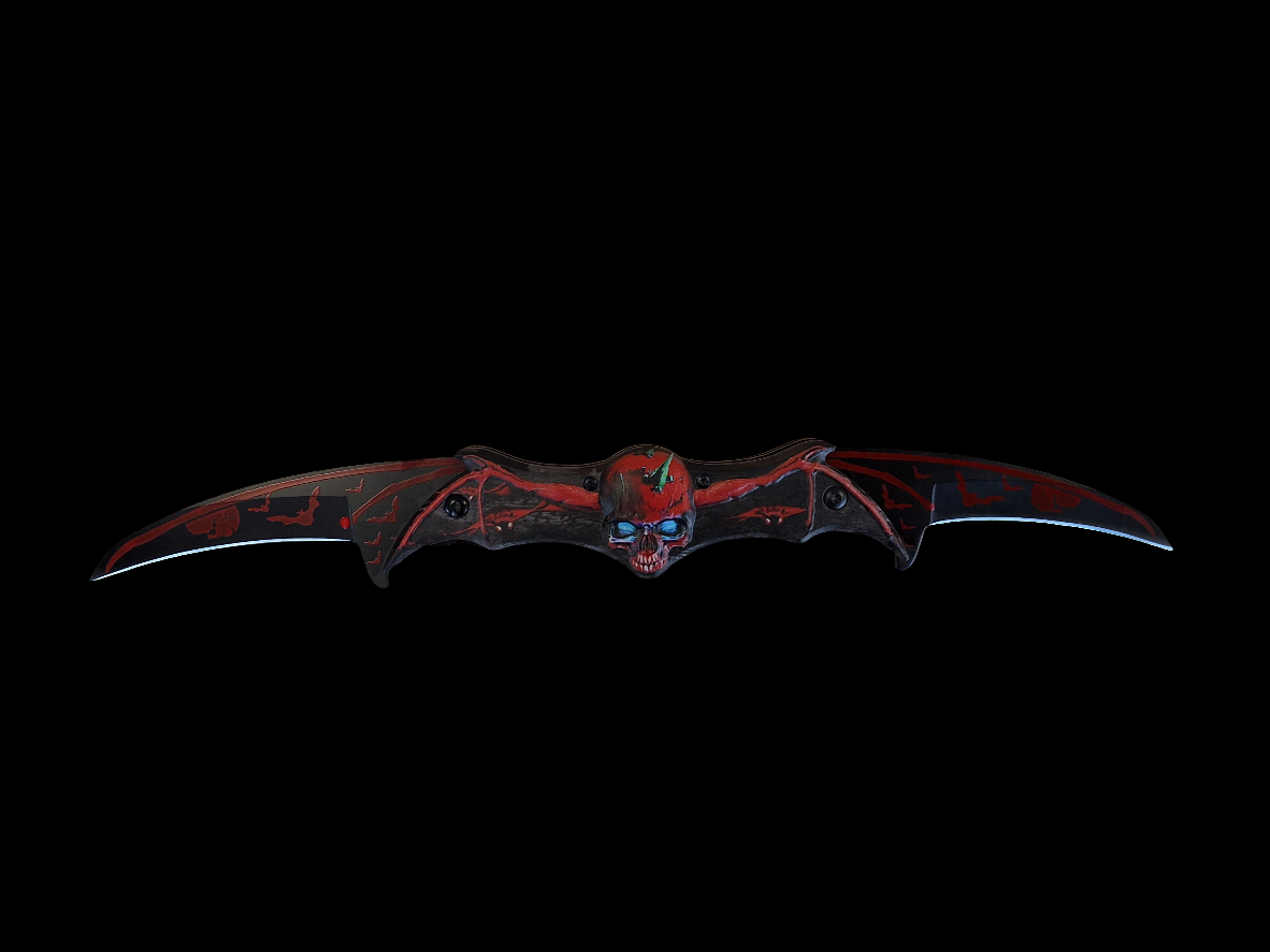 Red Blk Double Bat Knife