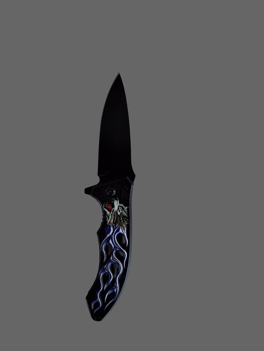 Wolf Head W Purple Flame Knife