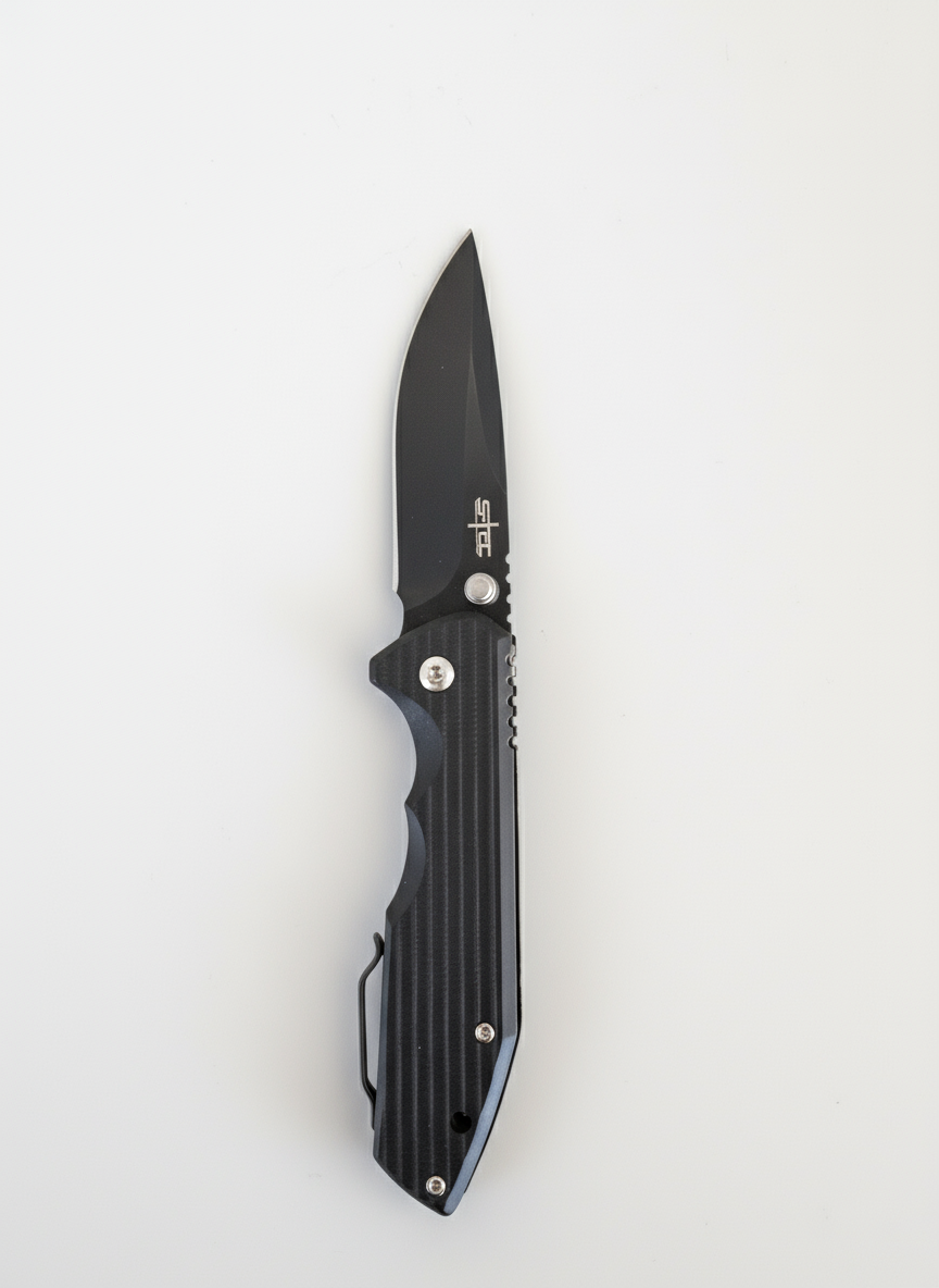Black Fluted Handle Folder