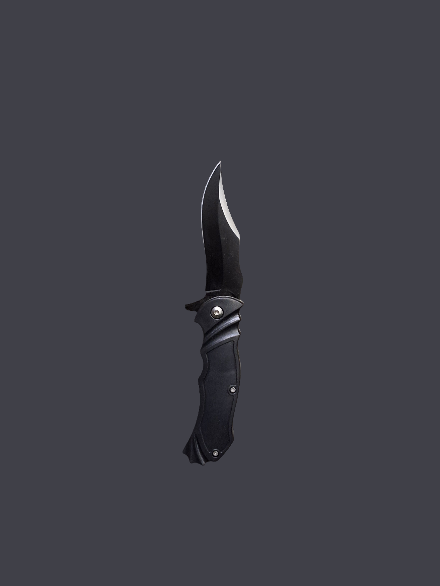 Blk Wavy Pocket Knife
