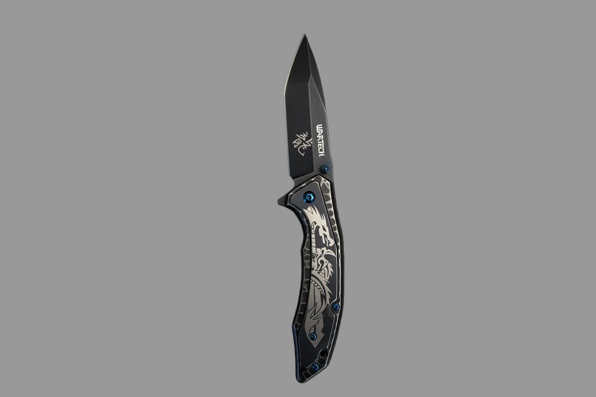 Silver Dragon Knife Blue Screws #5768