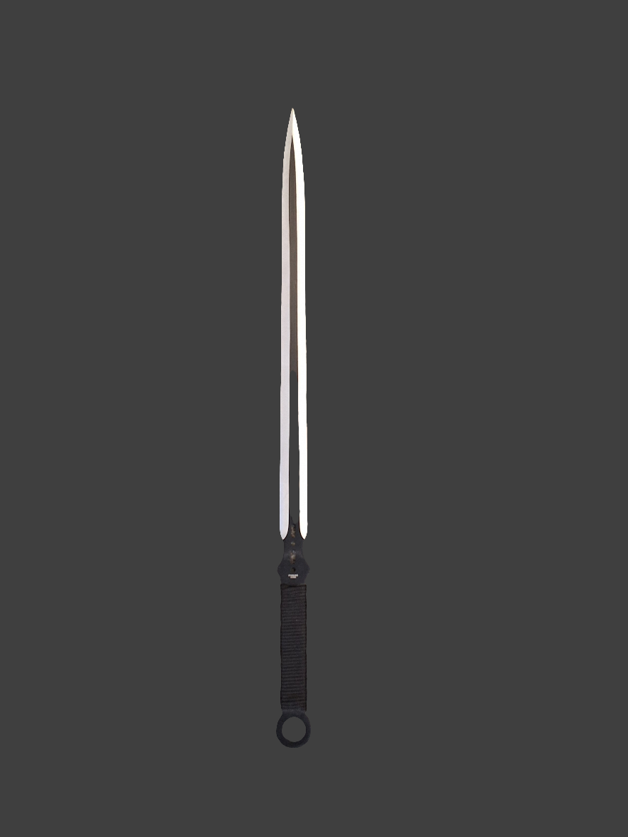 Silver Double Edged Sword W Throwing Knives