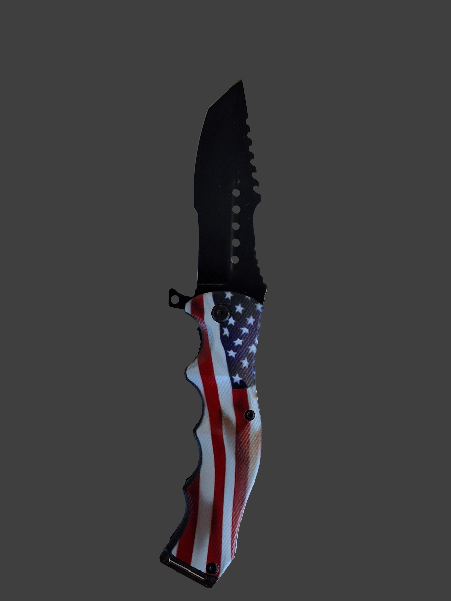 American Flag Knife With Belt clip