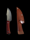 Brown Leather Wood Handle Knife