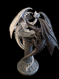 Blk & White Dragons on Pillar Figurine