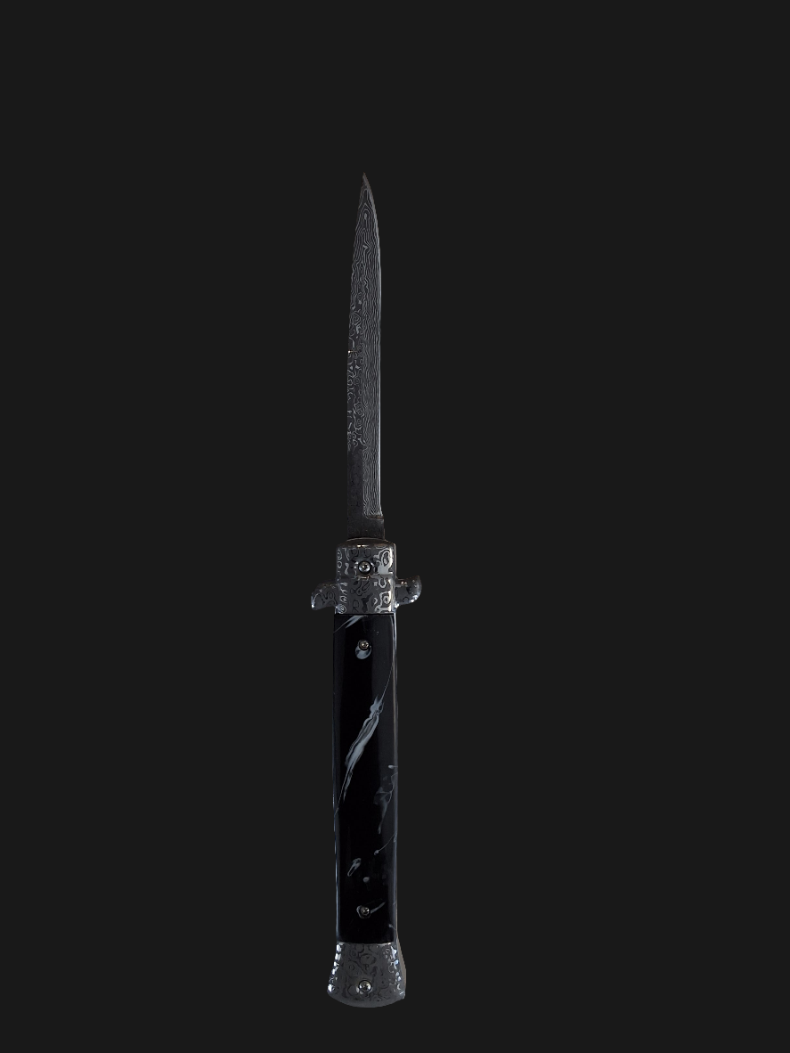 Damascus OTF Marble Handle