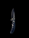 Silver Flame on Blue Handle Knife