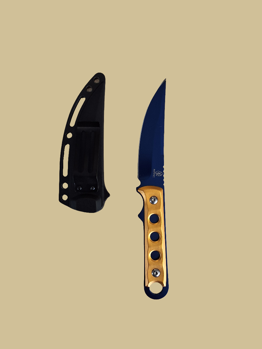 Blue Fixed Blade Gold Handle