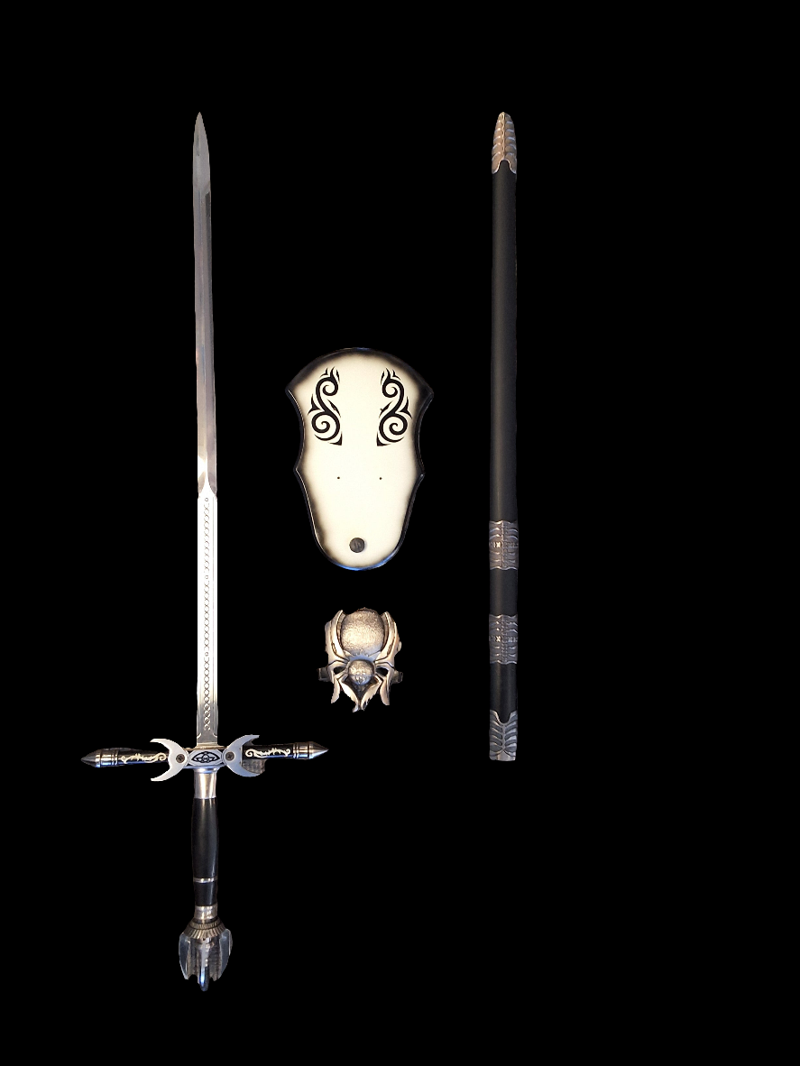 Spider Cresent Grey & Blk Sword W Plaque