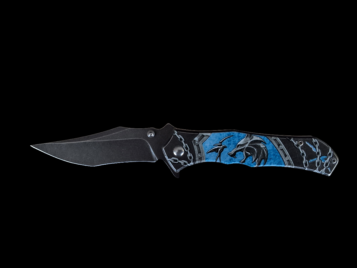 Witcher single Edge Wolf knife Folder stonewash