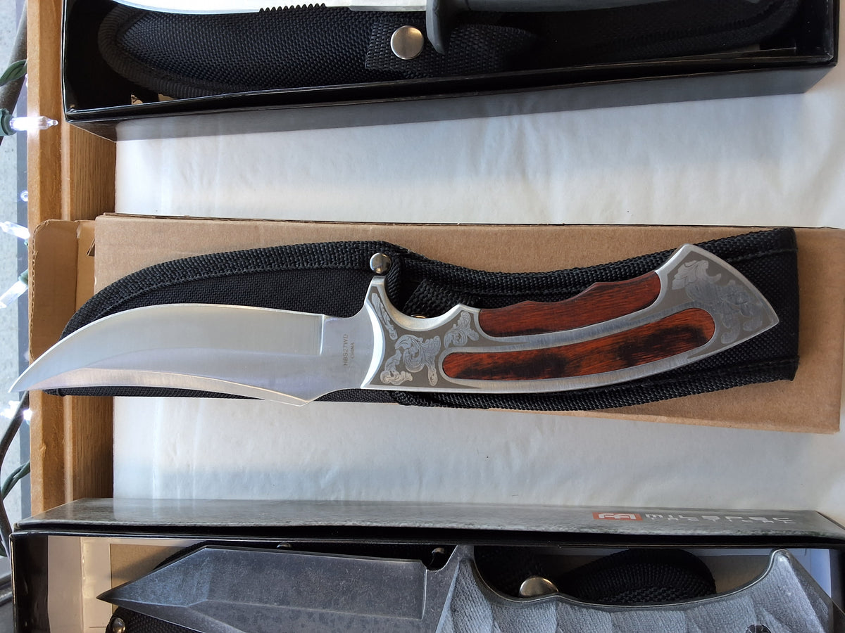Wooden Inlay Curved Fixed Blade