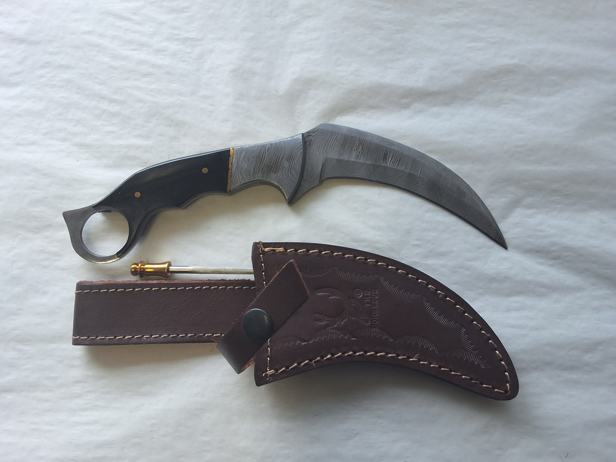 Black Handle Damascus Krambit
