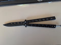 Black Square Patterned Handle Butterfly Knife