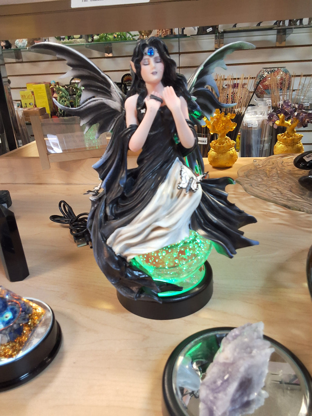 Black Fairy with Butterflies on Crystal Ball #1669